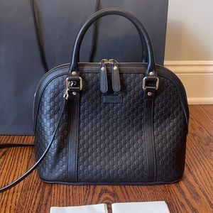 Gucci Dome Microguccissima Medium Handbag Satchel Black Leather Cross Body Bag